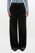 Ganni Soft Rigid Denim Baggy Jeans - Black Washed Women's Bottoms - Sloane Boutique