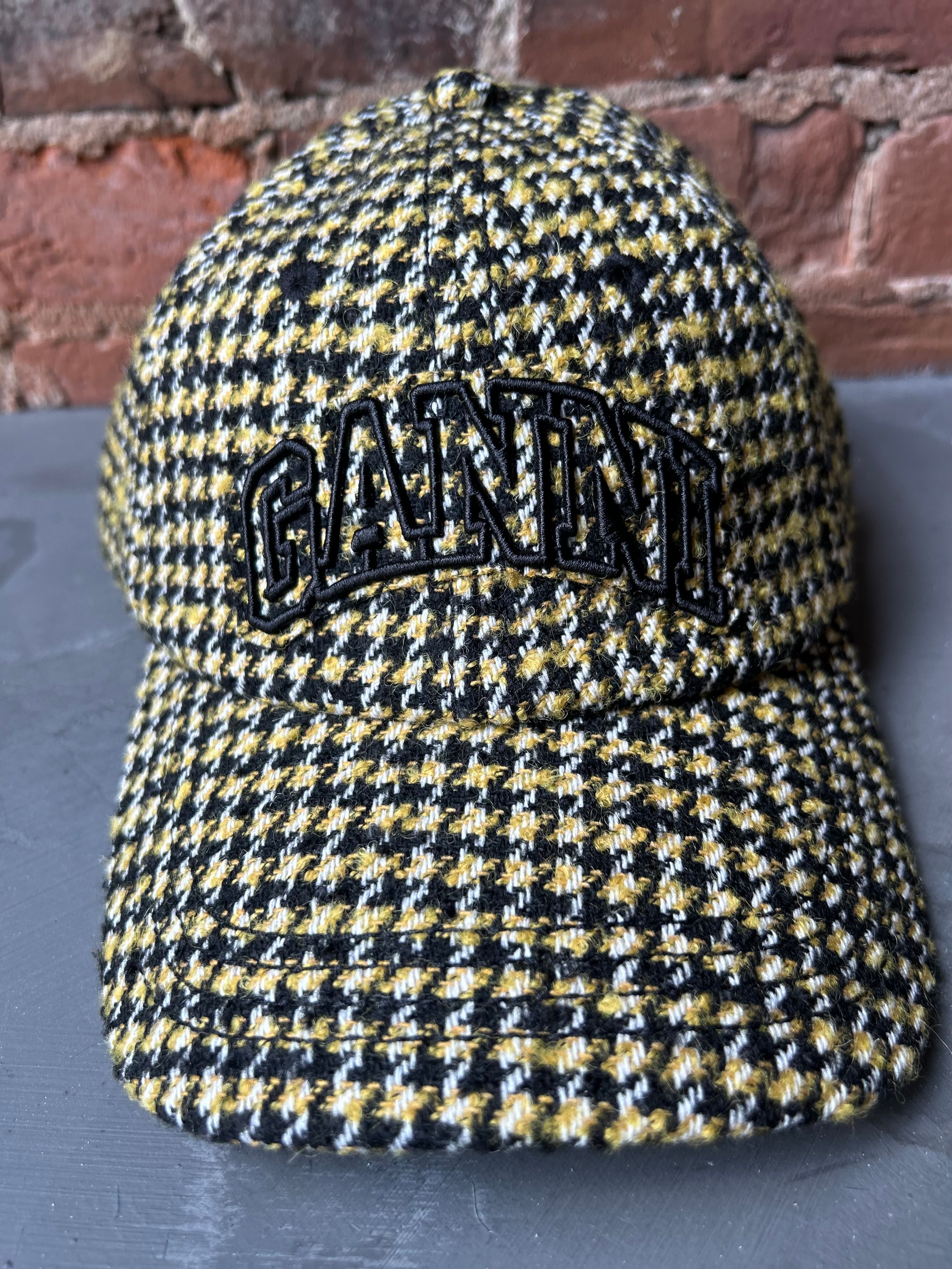 Ganni Wool Check Cap - Blazing Yellow Accessories - Sloane Boutique