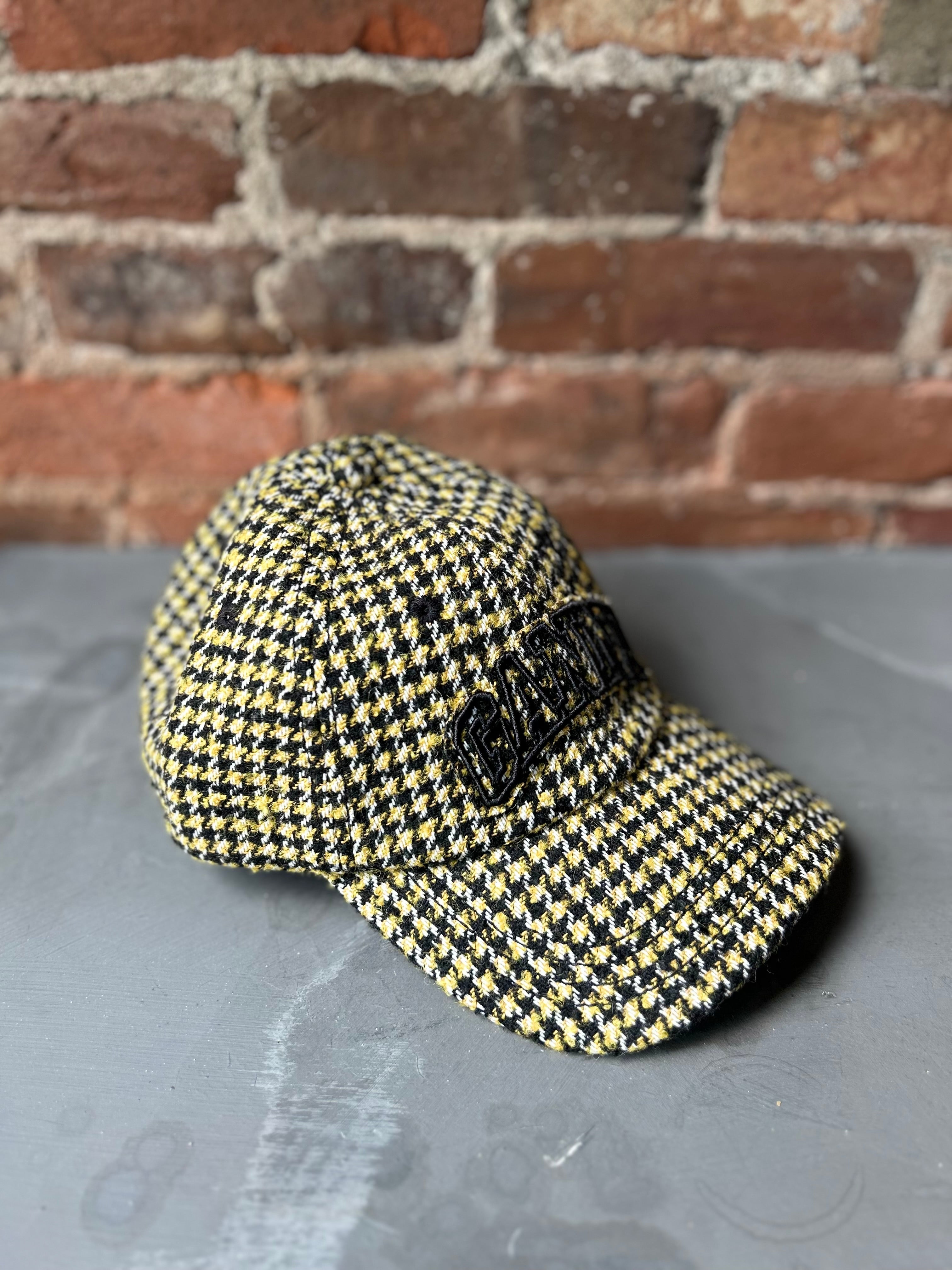 Ganni Wool Check Cap - Blazing Yellow Accessories - Sloane Boutique