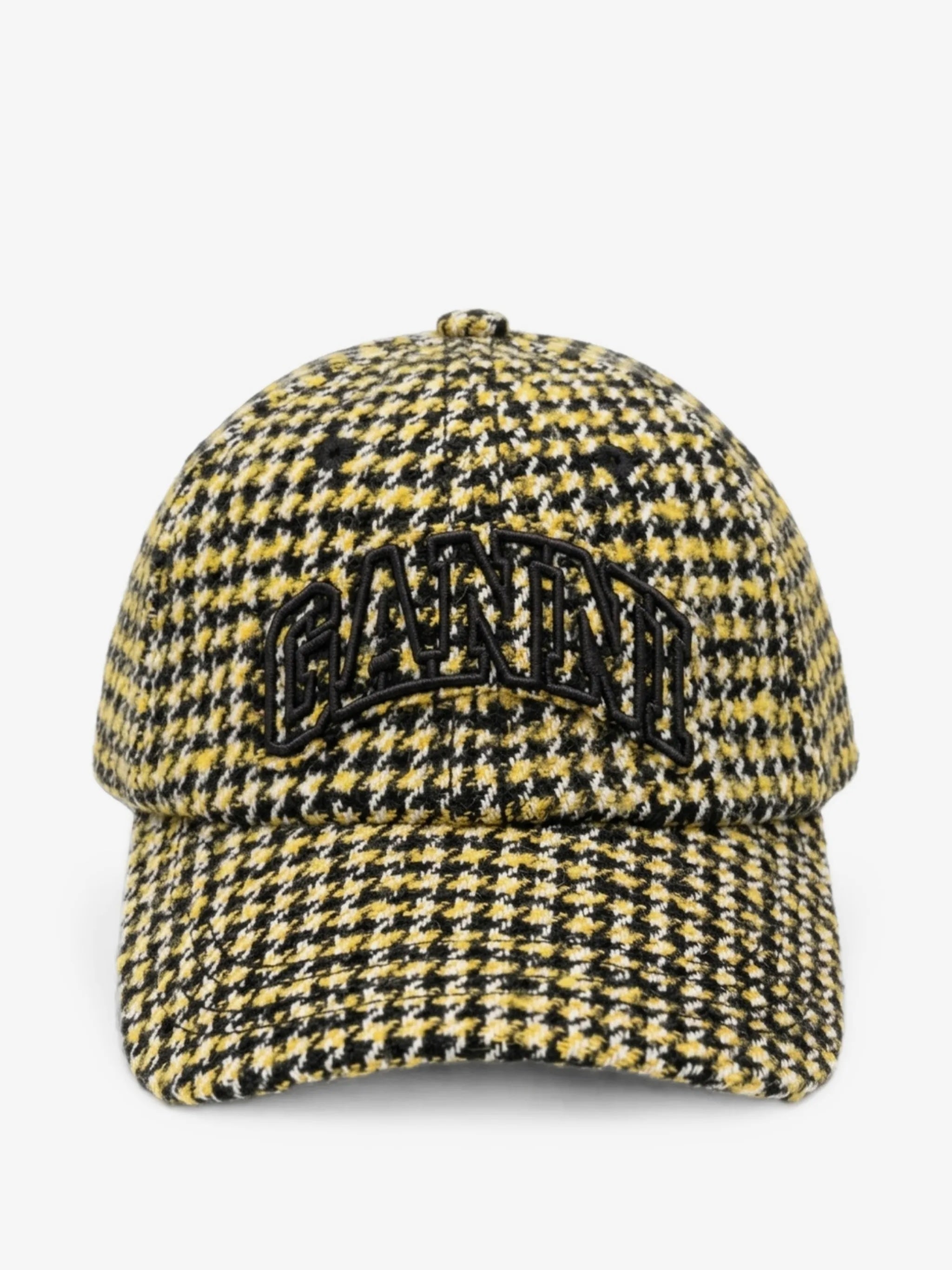 Ganni Wool Check Cap - Blazing Yellow Accessories - Sloane Boutique