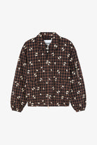 GANNI Yarn Dyed Check Flower Bomber - Cappuccino Outerwear - Sloane Boutique