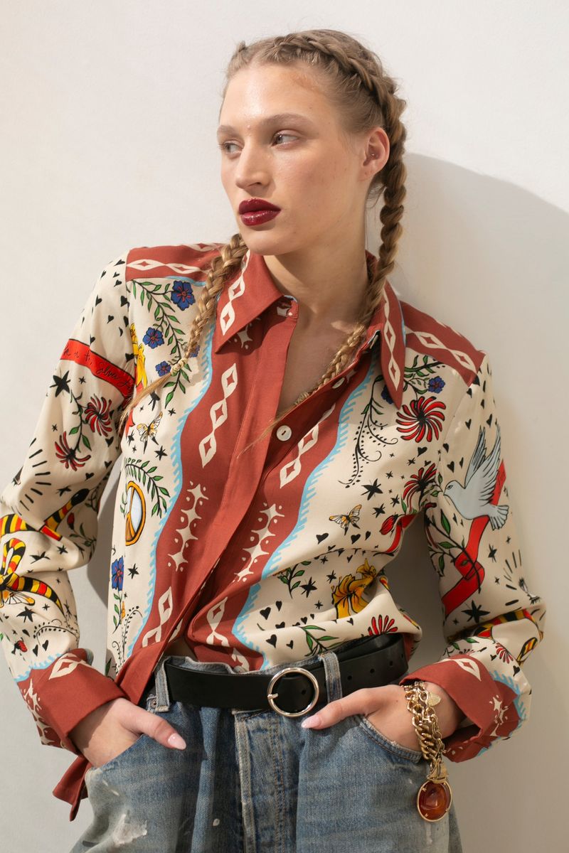 Hope For Flowers French Cuff Shirt - Curio Scarf Women's Tops - Sloane Boutique