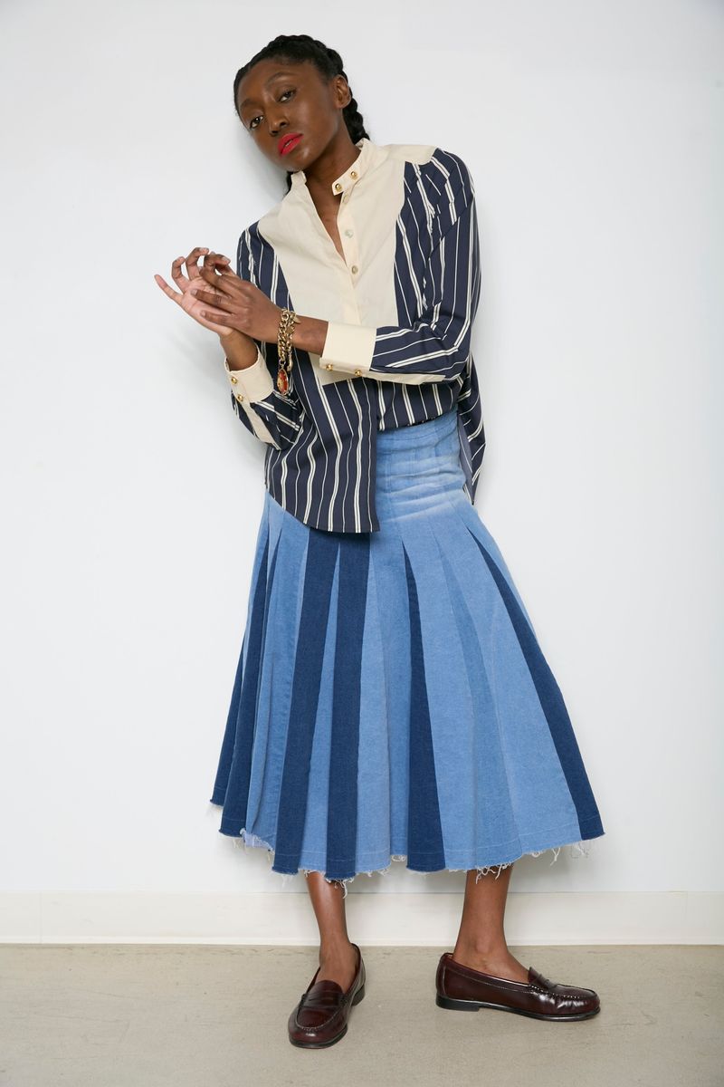 Hope For Flowers Godet Skirt - Tri-Color Denim Women's Bottoms - Sloane Boutique