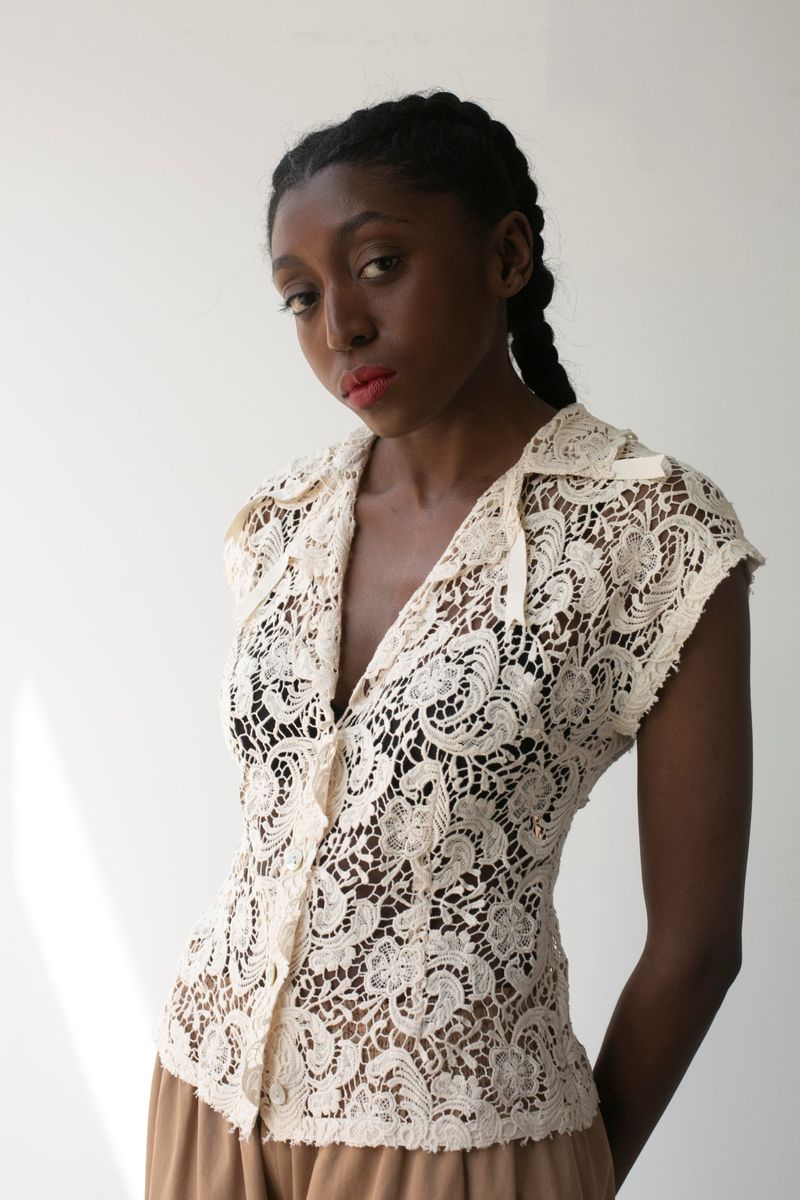 Hope For Flowers Lace Button Up - Vanilla Women's Tops - Sloane Boutique