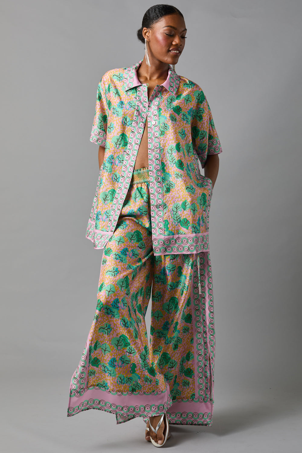 Hope For Flowers Pajama Shirt - Jade Leaves Women's Tops - Sloane Boutique