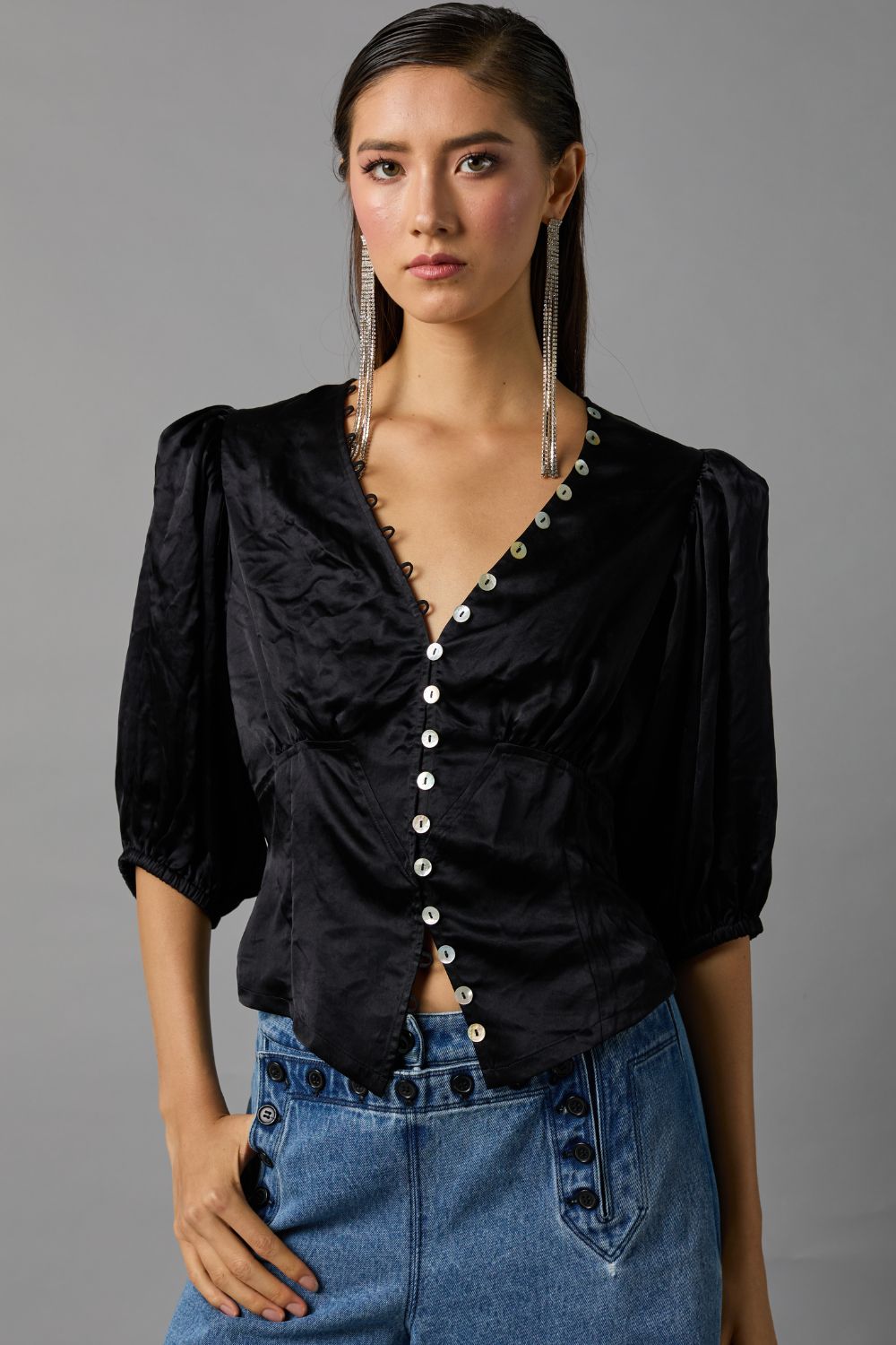 Hope For Flowers Soft Corset Blouse - Black Women's Tops - Sloane Boutique