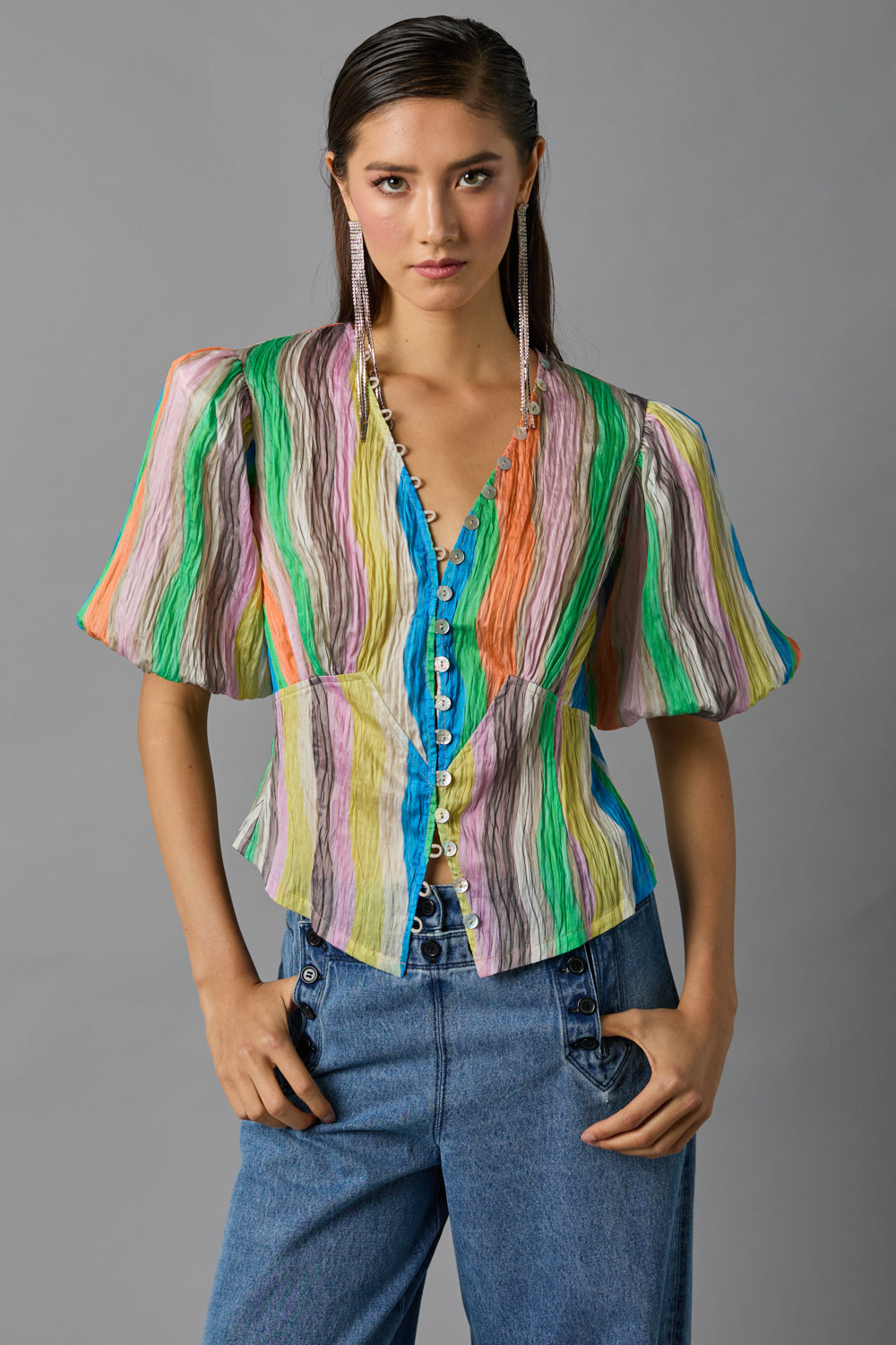 Hope For Flowers Soft Corset Blouse - Stripes Women's Tops - Sloane Boutique