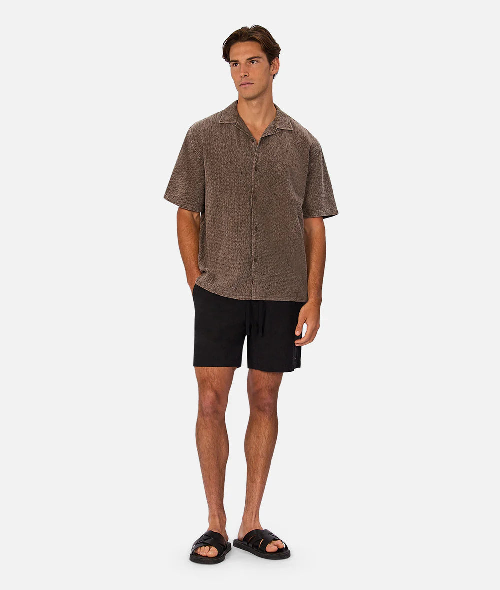 INDUSTRIE Canyon Short Sleeve Shirt - Bark Men's Tops - Sloane Boutique
