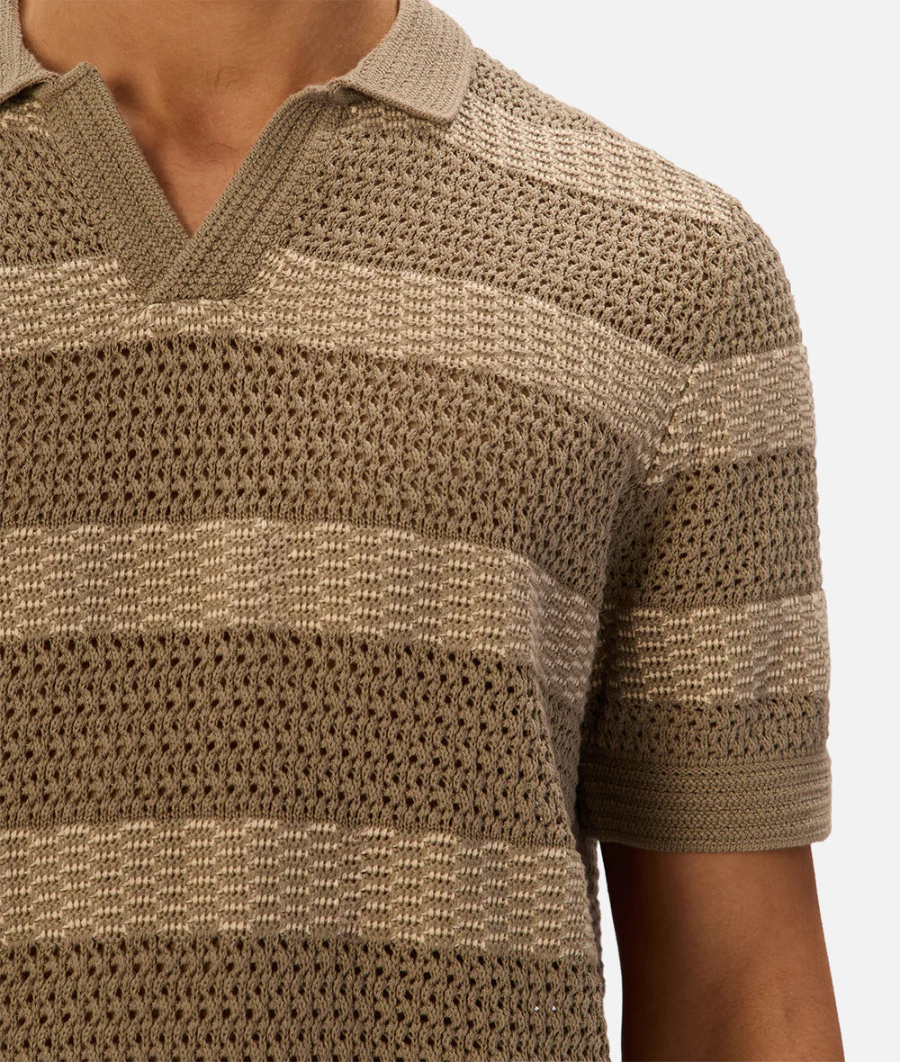 INDUSTRIE Menorca Polo - Olive / Stone Men's Tops - Sloane Boutique