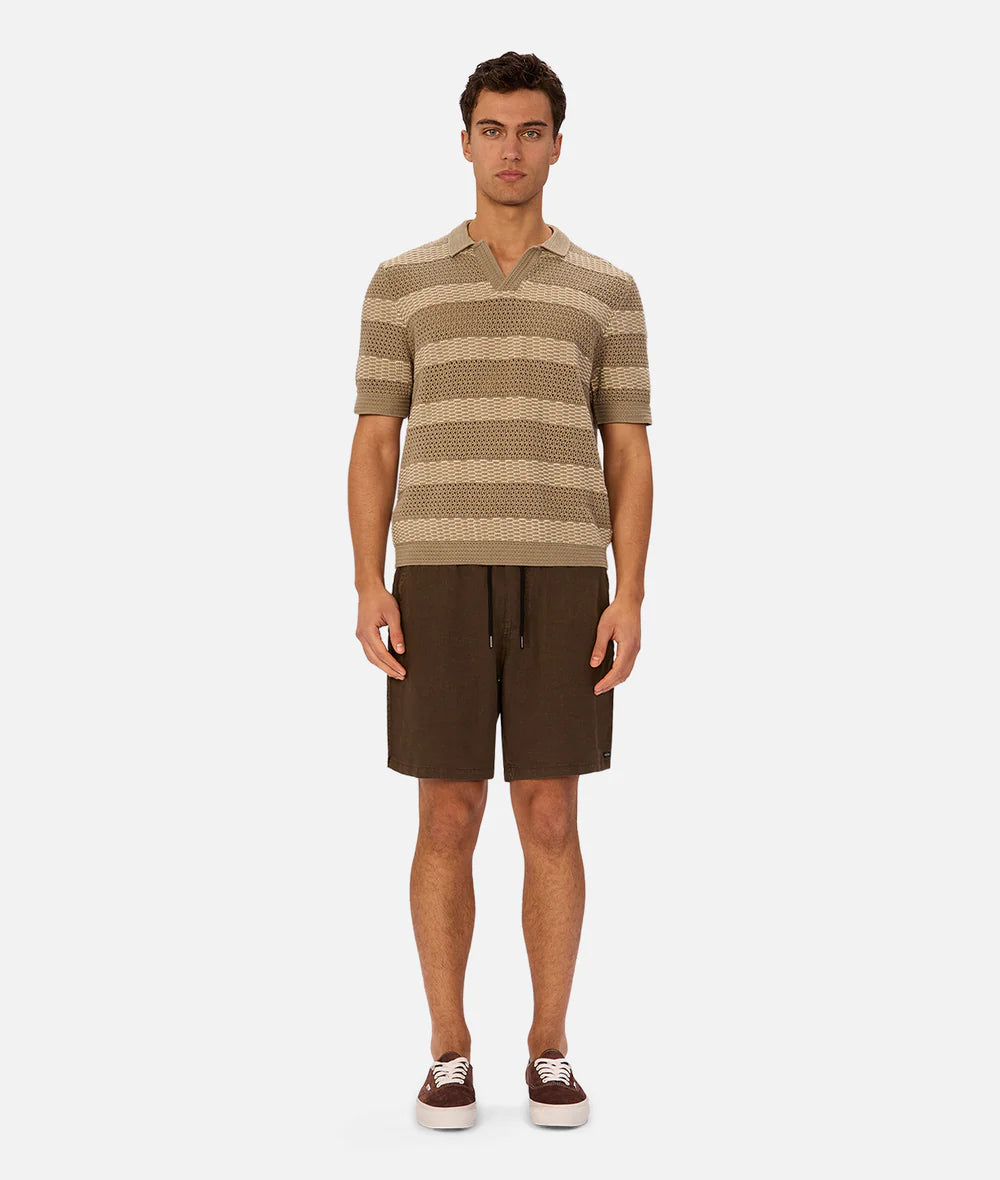 INDUSTRIE Menorca Polo - Olive / Stone Men's Tops - Sloane Boutique