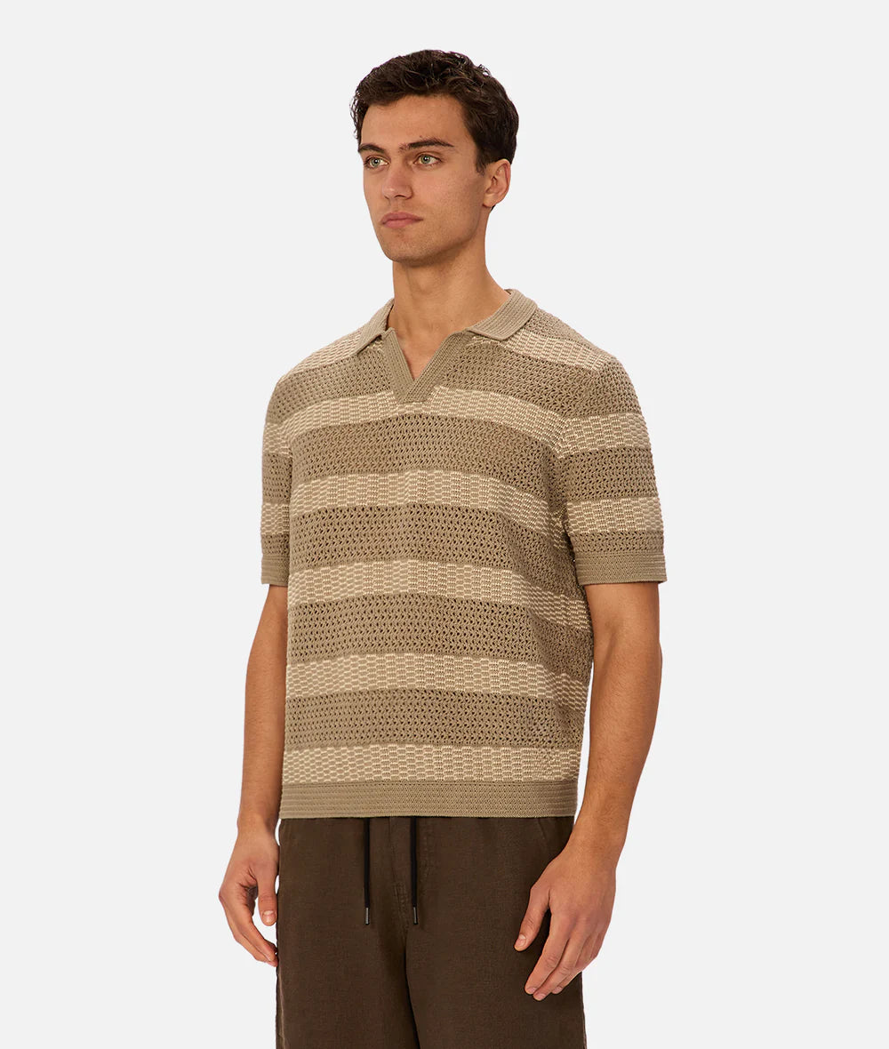 INDUSTRIE Menorca Polo - Olive / Stone Men's Tops - Sloane Boutique