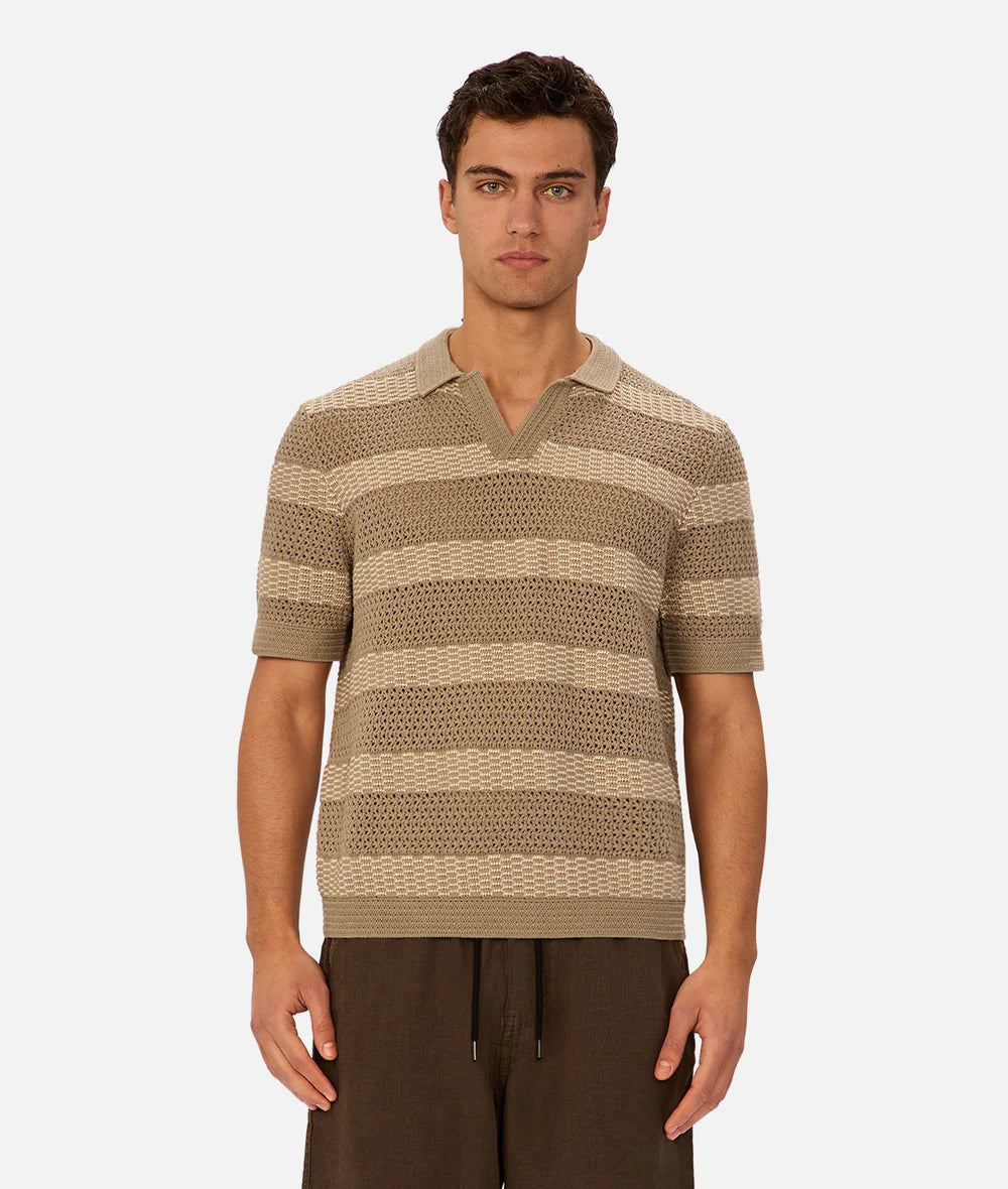 INDUSTRIE Menorca Polo - Olive / Stone Men's Tops - Sloane Boutique