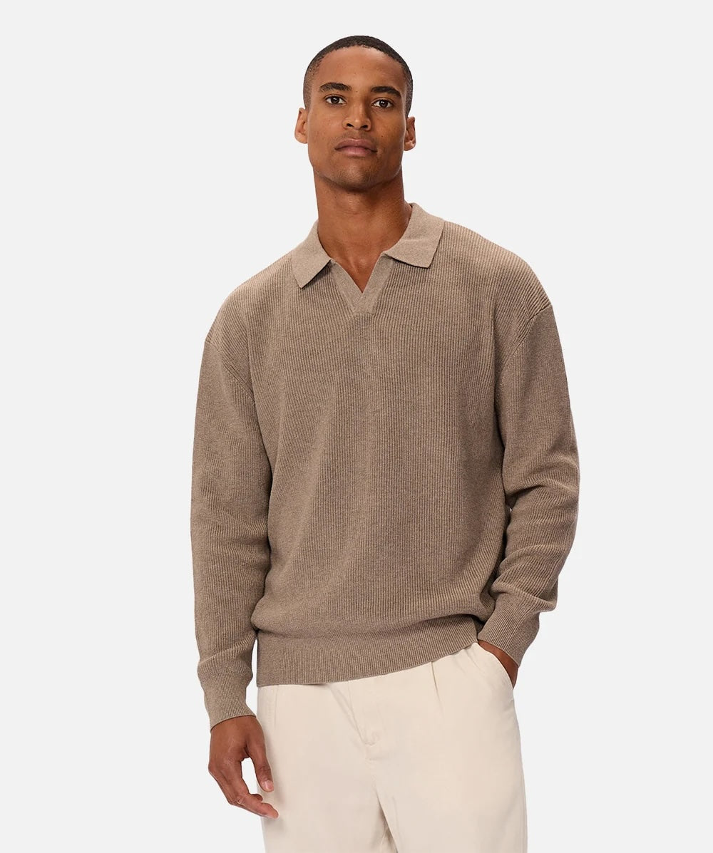 Industrie New England Polo - Walnut Men's Tops - Sloane Boutique