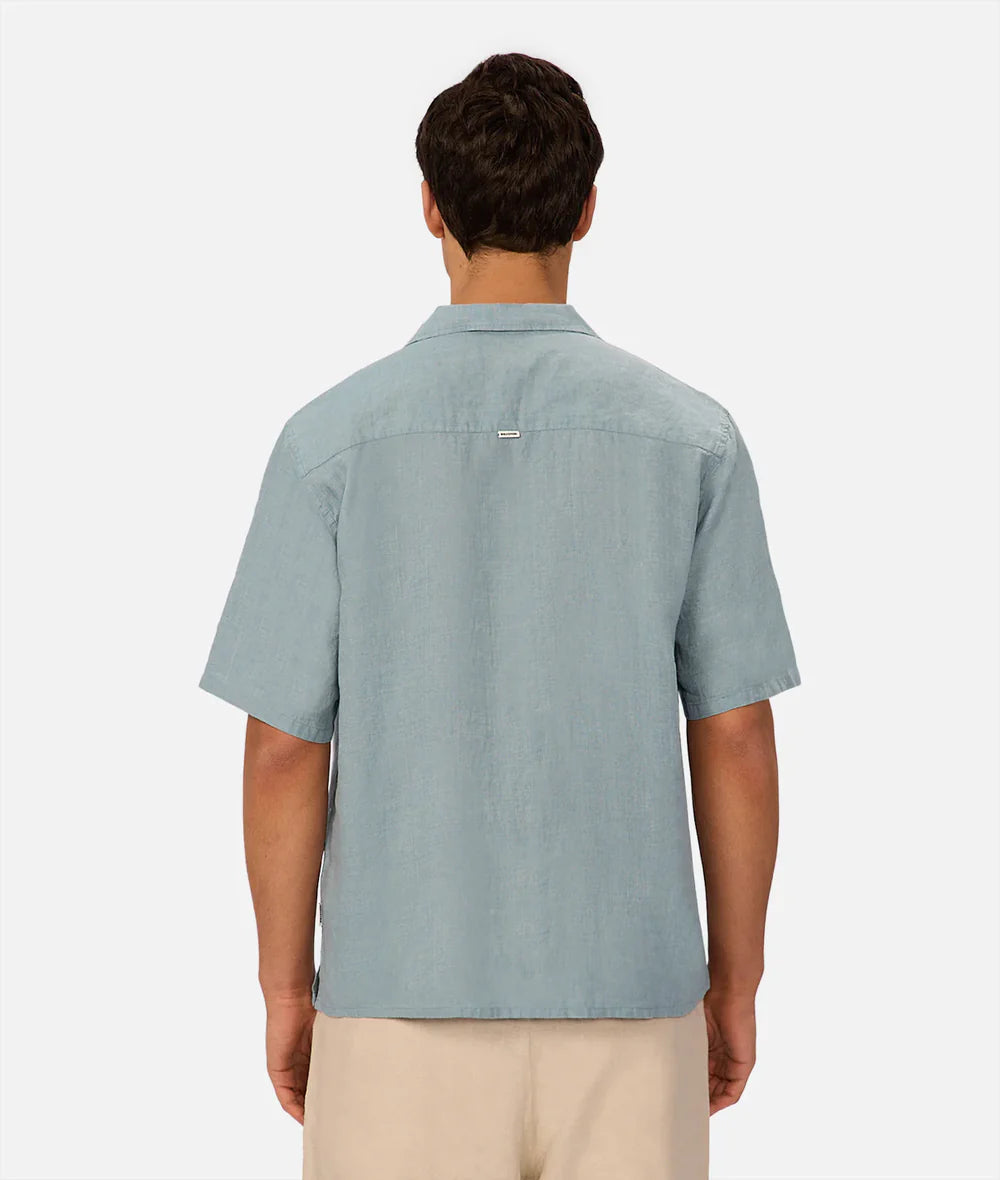 INDUSTRIE St. Martins Linen Short Sleeve Shirt - Marine Men's Tops - Sloane Boutique