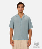 INDUSTRIE St. Martins Linen Short Sleeve Shirt - Marine Men's Tops - Sloane Boutique