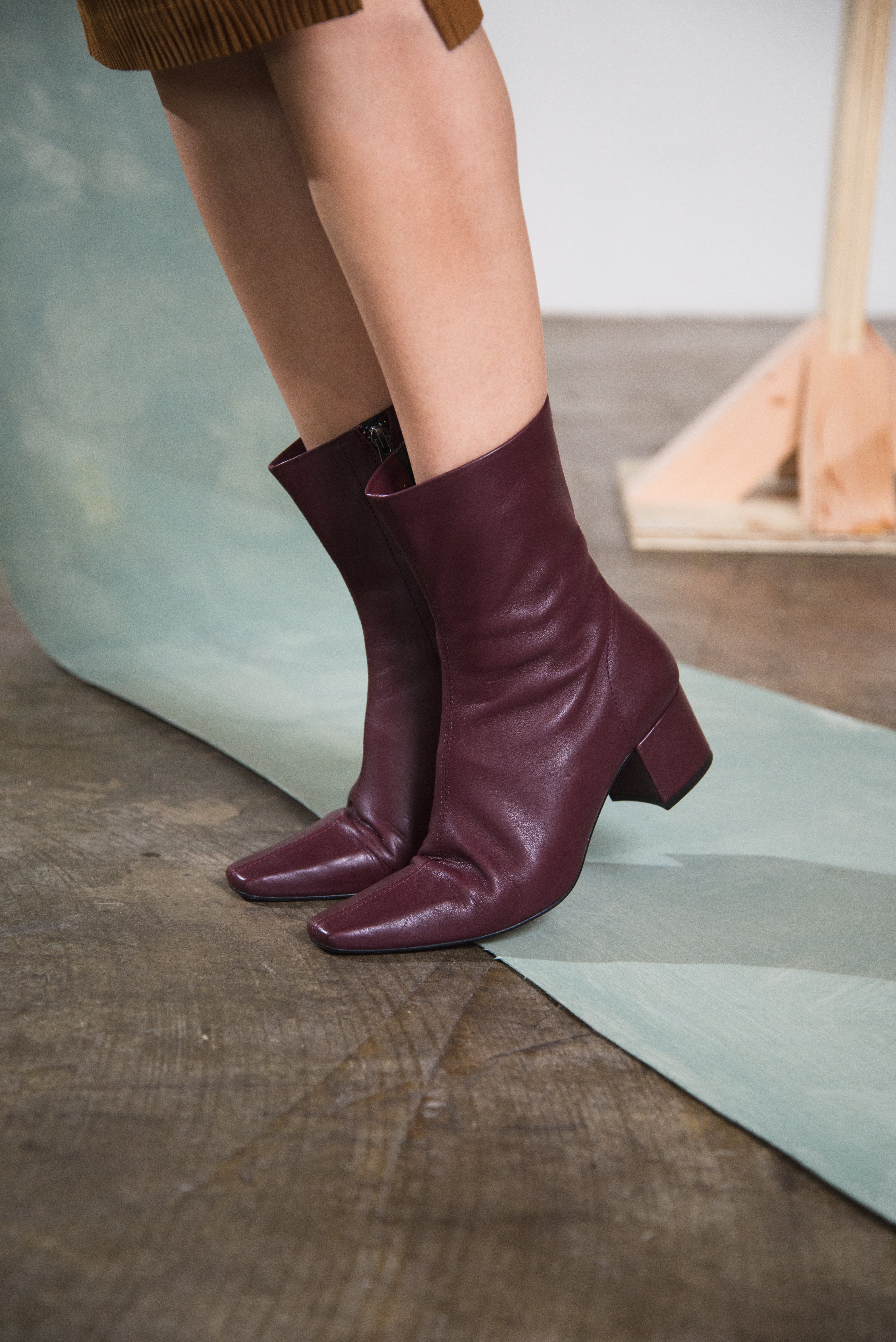 Intentionally Blank Leather Carlton Heeled Mid Boot - Maroon Women's Shoes - Sloane Boutique