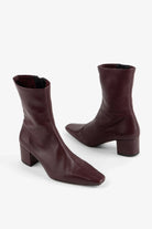 Intentionally Blank Leather Carlton Heeled Mid Boot - Maroon Women's Shoes - Sloane Boutique