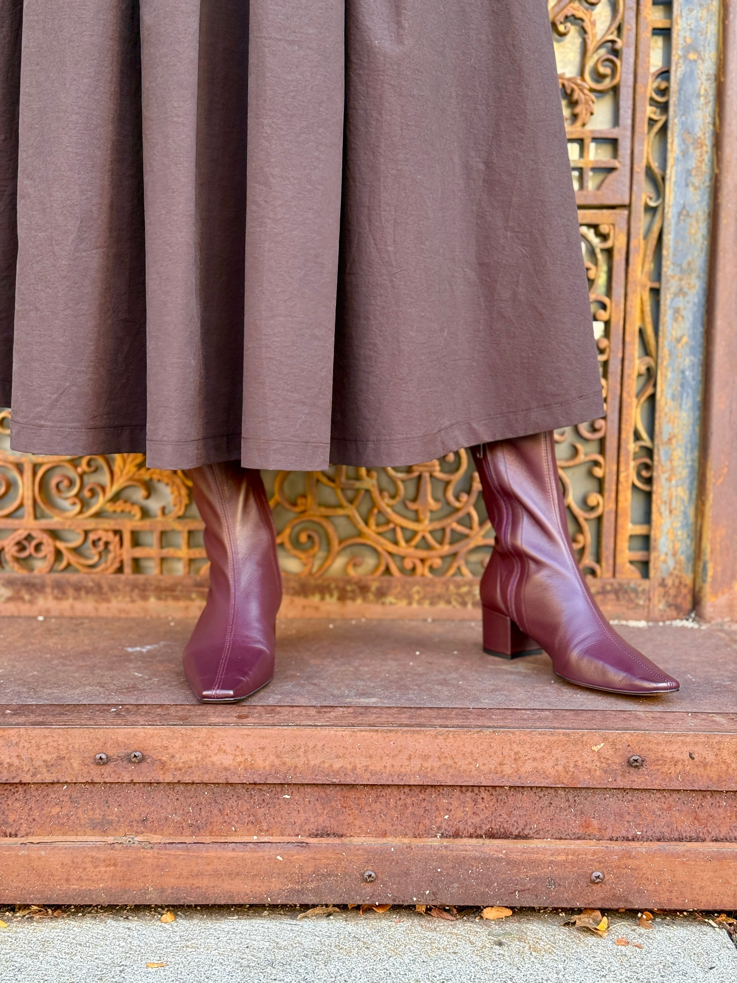 Intentionally Blank Leather Carlton Heeled Mid Boot - Maroon Women's Shoes - Sloane Boutique