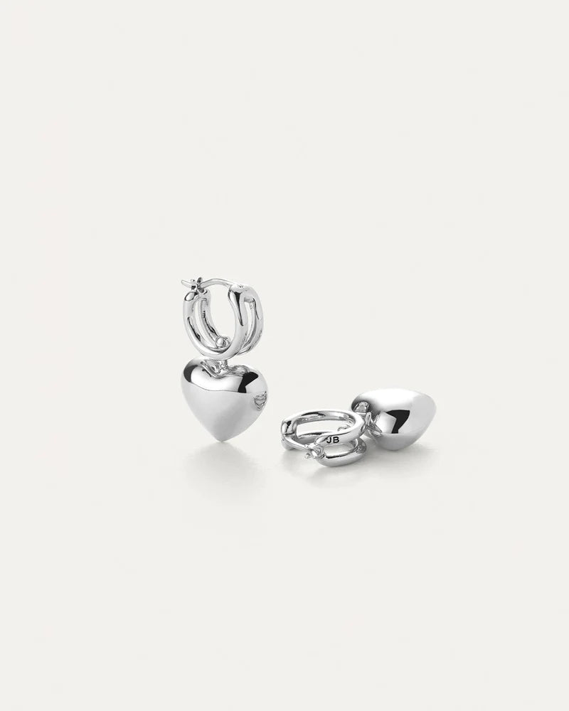 Jenny Bird Puffy Heart Huggies - Silver Jewelry - Sloane Boutique