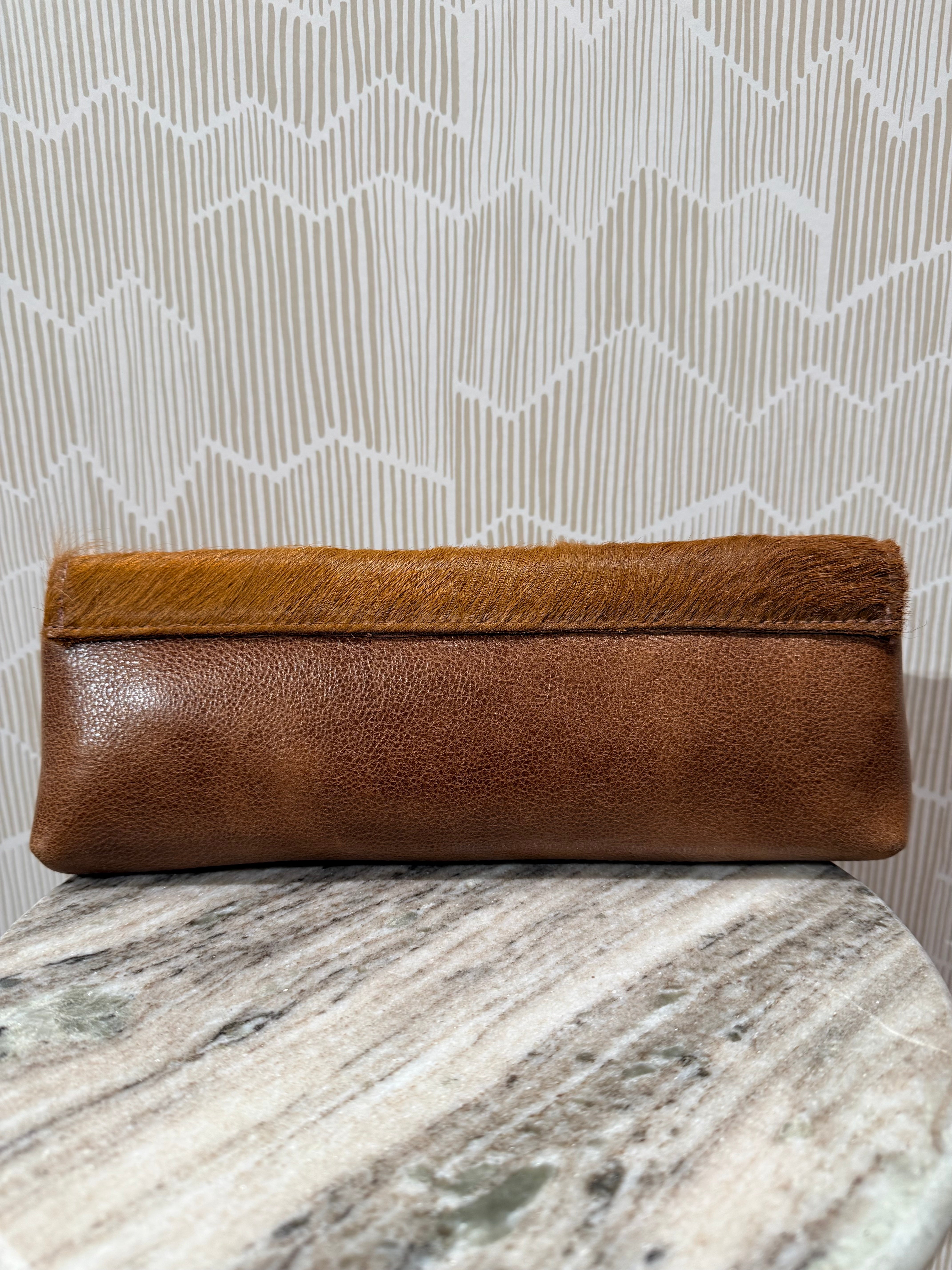 Kim White Baguette Clutch - Sable Fur Accessories - Sloane Boutique