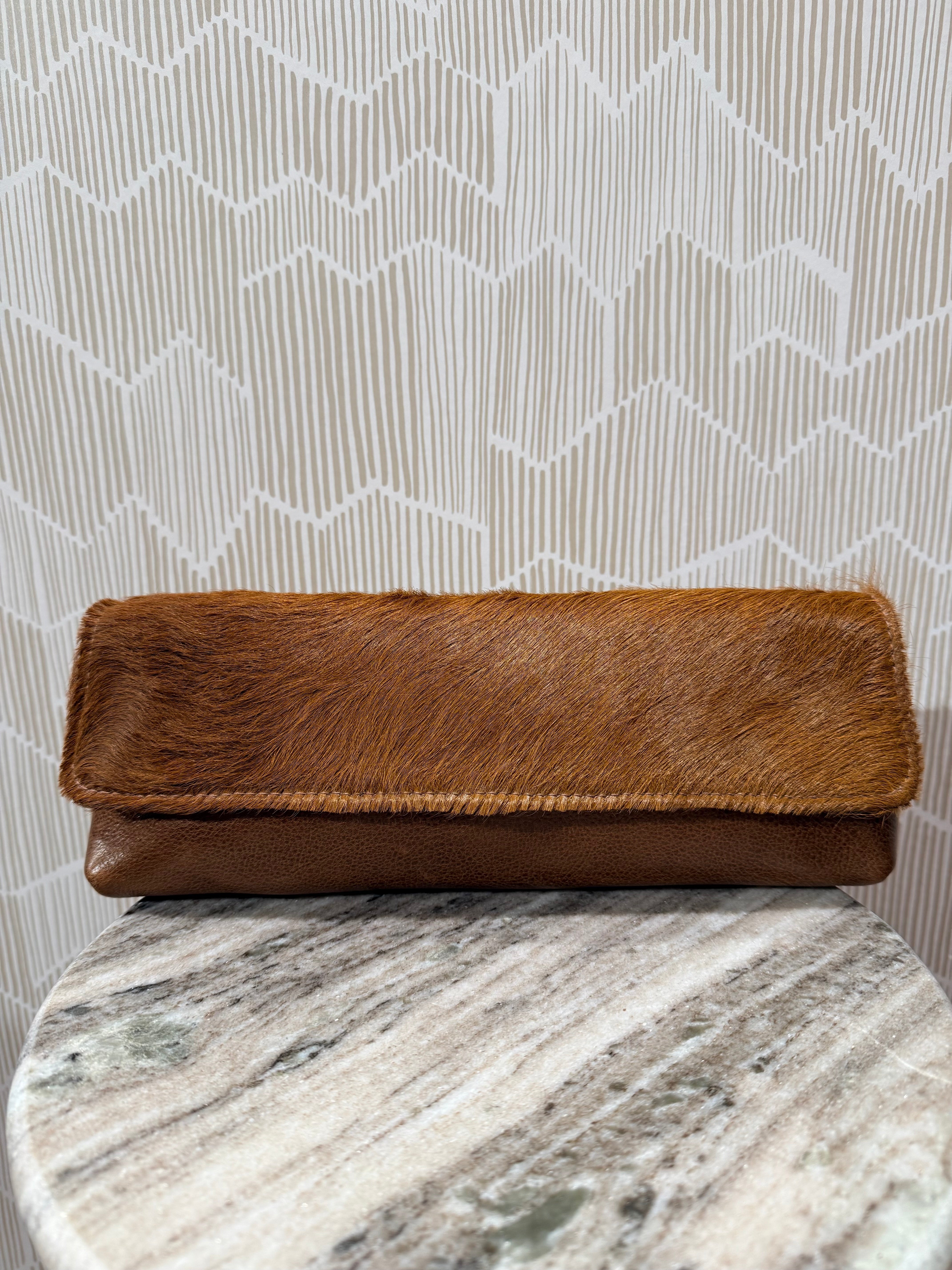Kim White Baguette Clutch - Sable Fur Accessories - Sloane Boutique