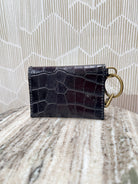 Kim White Coin Purse Key Chain - Black Croc Accessories - Sloane Boutique