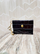 Kim White Coin Purse Key Chain - Black Croc Accessories - Sloane Boutique
