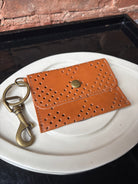 Kim White Coin Purse Key Chain - Brown Accessories - Sloane Boutique