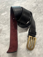 Kim White Curvilinear Belt - Black Pebbled Leather Accessories - Sloane Boutique