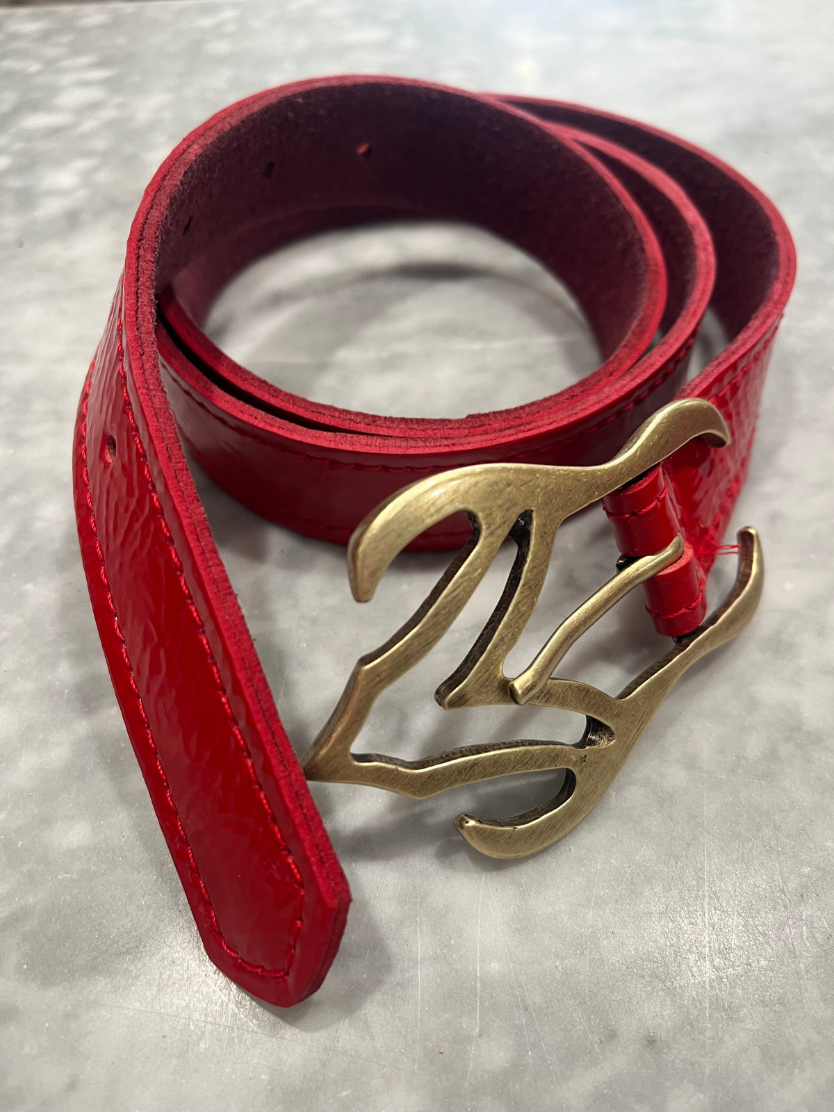 Kim White Flame Belt - Red Patent – Sloane Boutique display picture 1