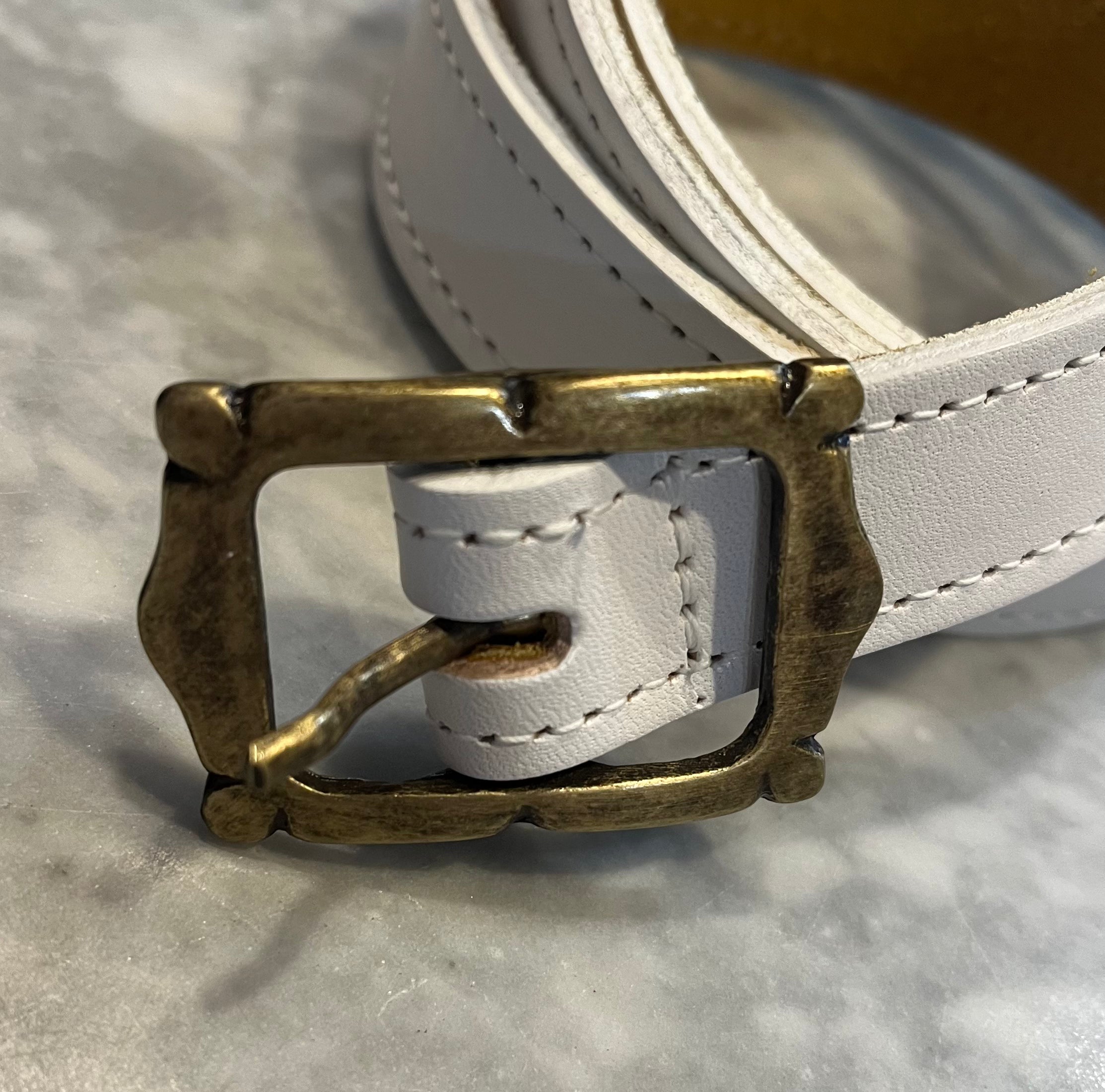 Kim White Mini Picture Frame Belt - White Accessories - Sloane Boutique