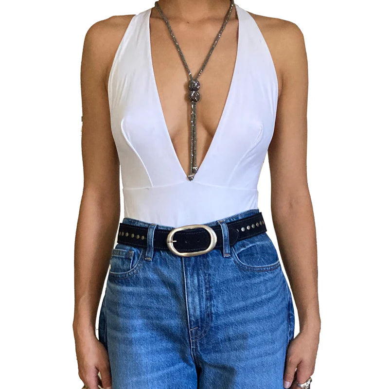 Kim White Oval Classic Belt - Navy Suede Accessories - Sloane Boutique