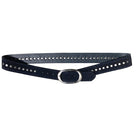 Kim White Oval Classic Belt - Navy Suede Accessories - Sloane Boutique