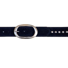 Kim White Oval Classic Belt - Navy Suede Accessories - Sloane Boutique