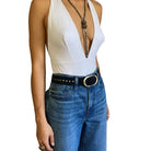 Kim White Oval Classic Belt - Navy Suede Accessories - Sloane Boutique