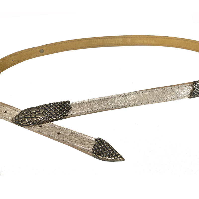 Kim White Snake Belt - Champagne Metallic Accessories - Sloane Boutique