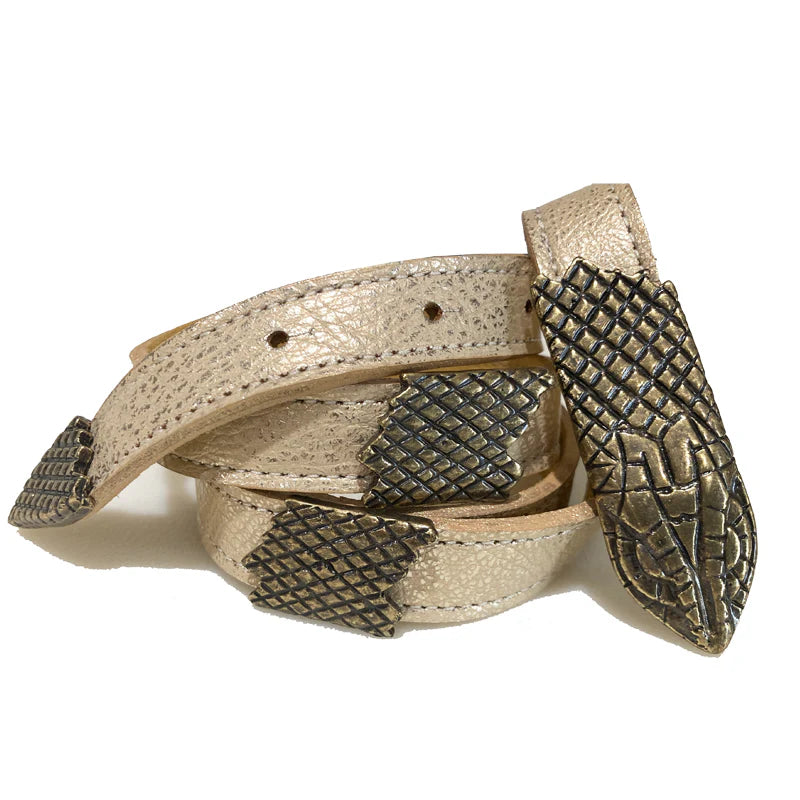 Kim White Snake Belt - Champagne Metallic Accessories - Sloane Boutique