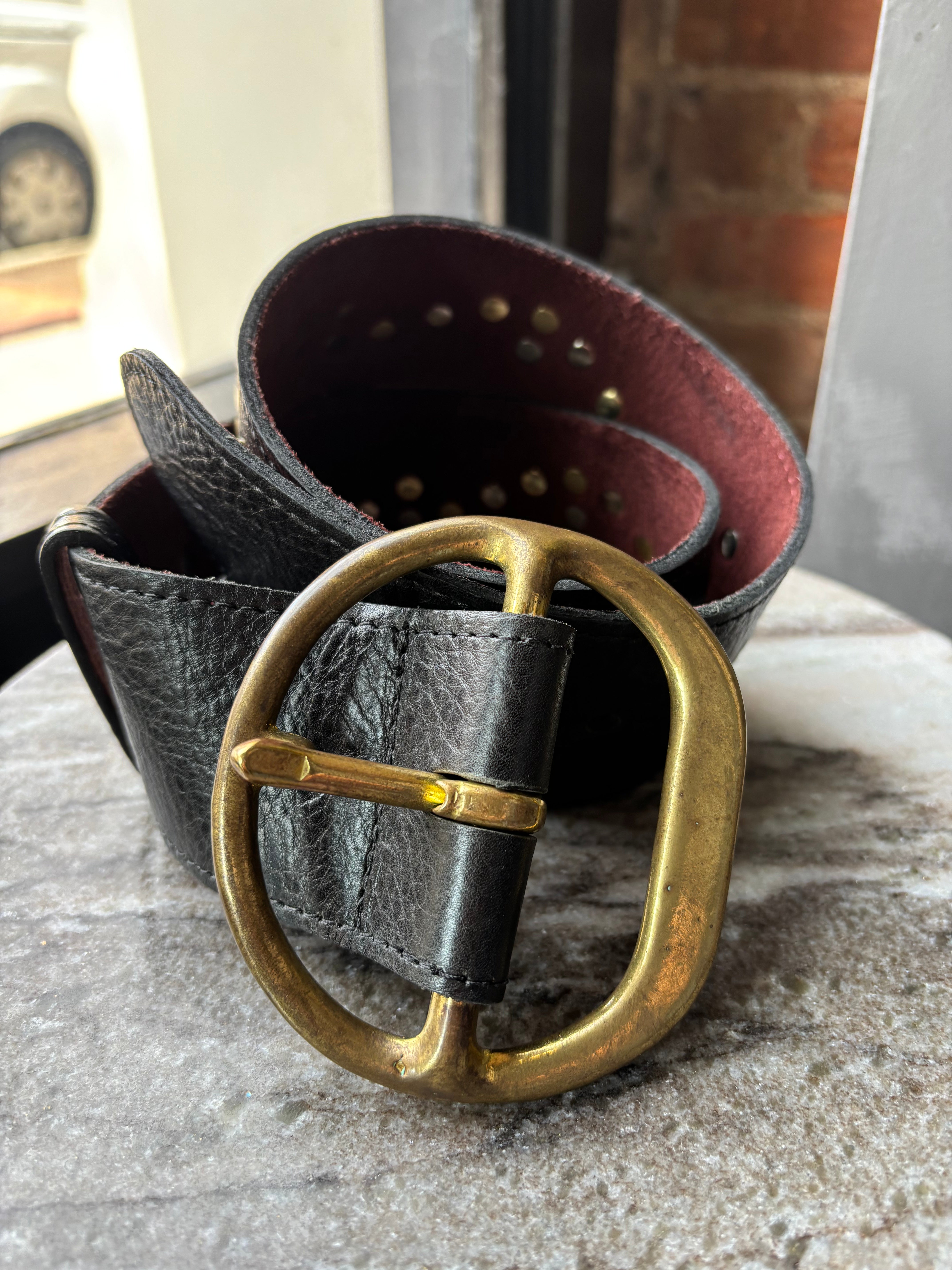 Kim White Studded Wave Chunky Belt - Black Accessories - Sloane Boutique