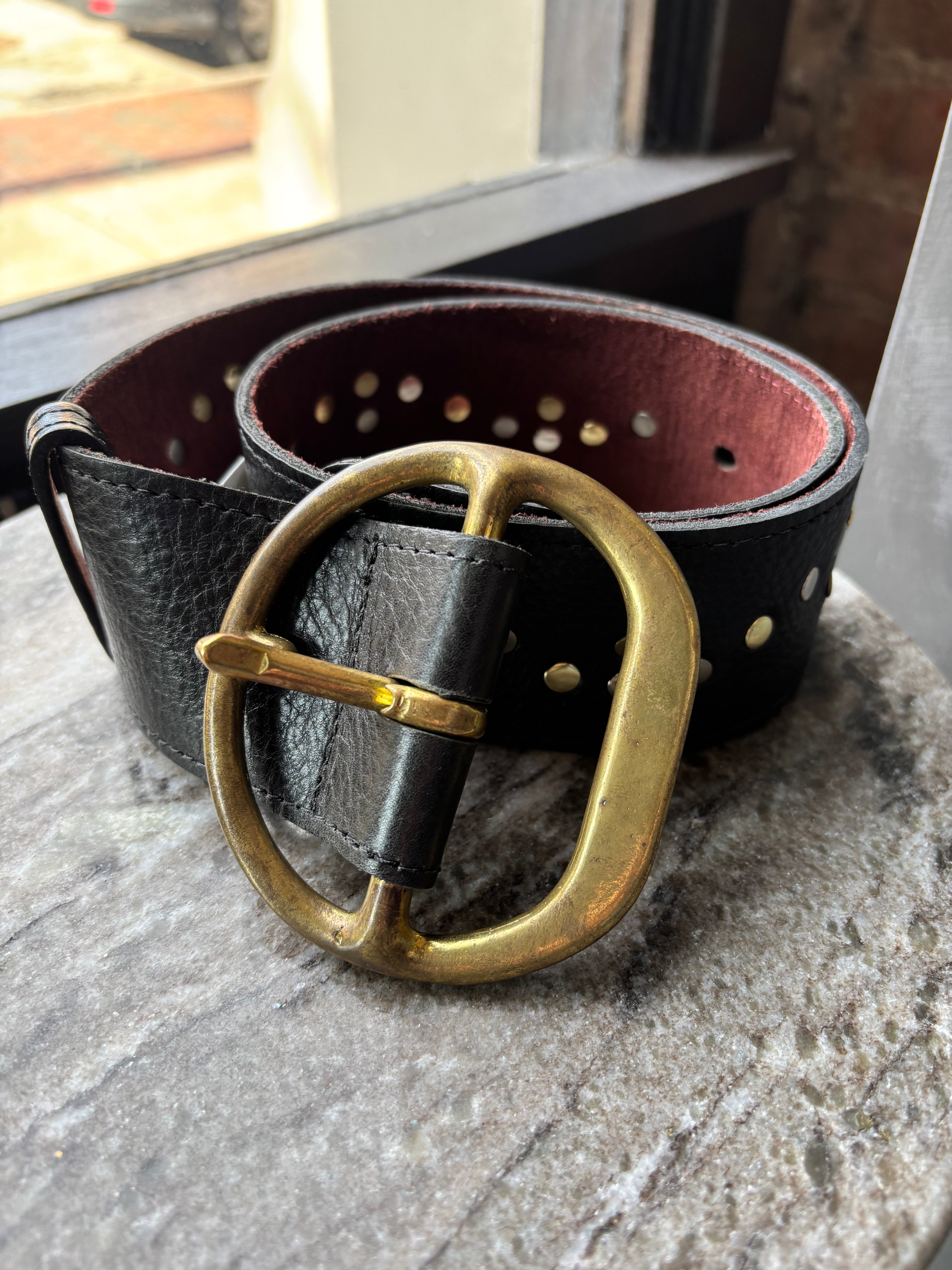 Kim White Studded Wave Chunky Belt - Black Accessories - Sloane Boutique