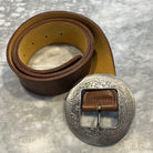 Kim White Western Circle Buckle Belt - Brown Accessories - Sloane Boutique
