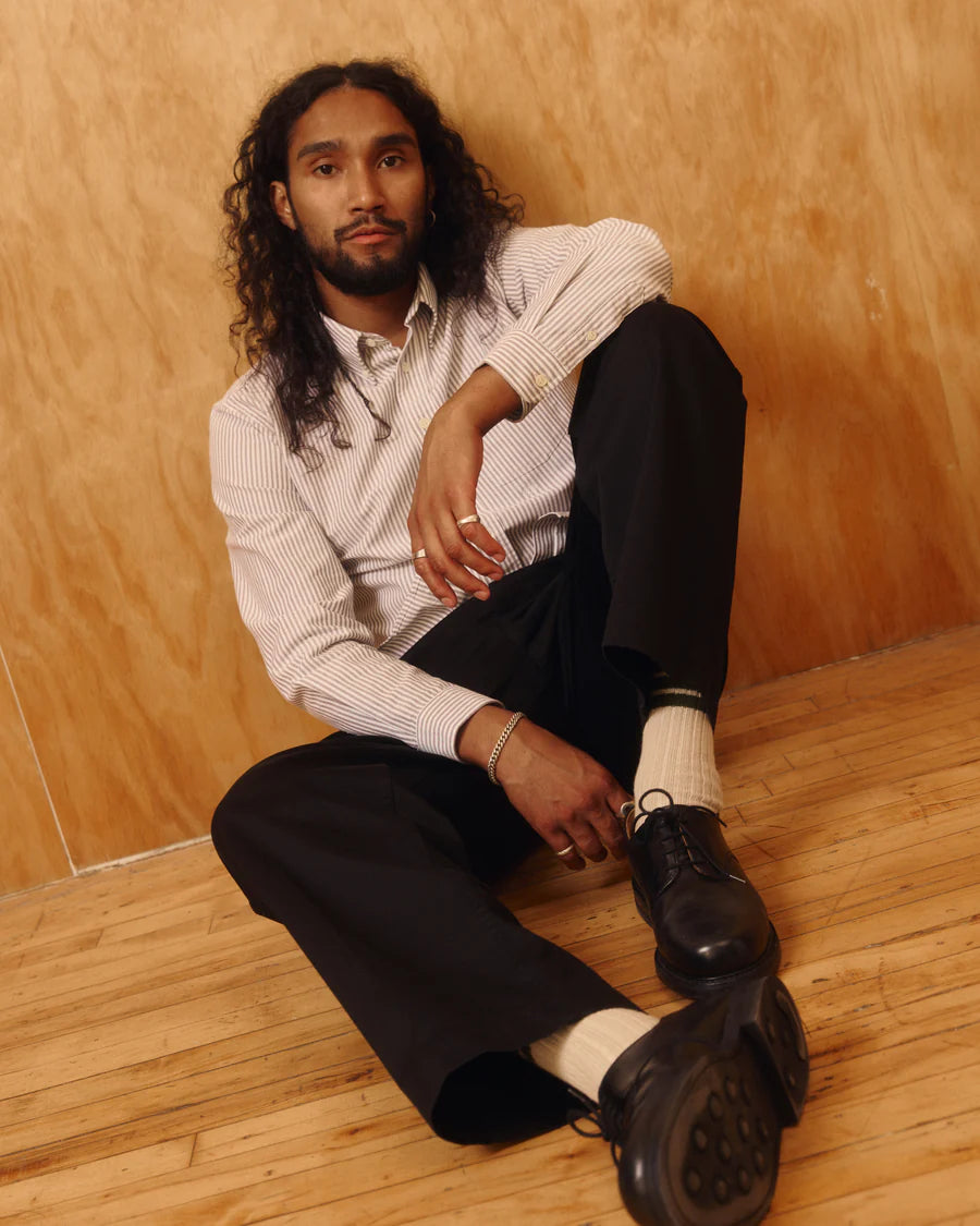 Knickerbocker Beefy Cotton Oxford - Brown Stripe Men's Tops - Sloane Boutique