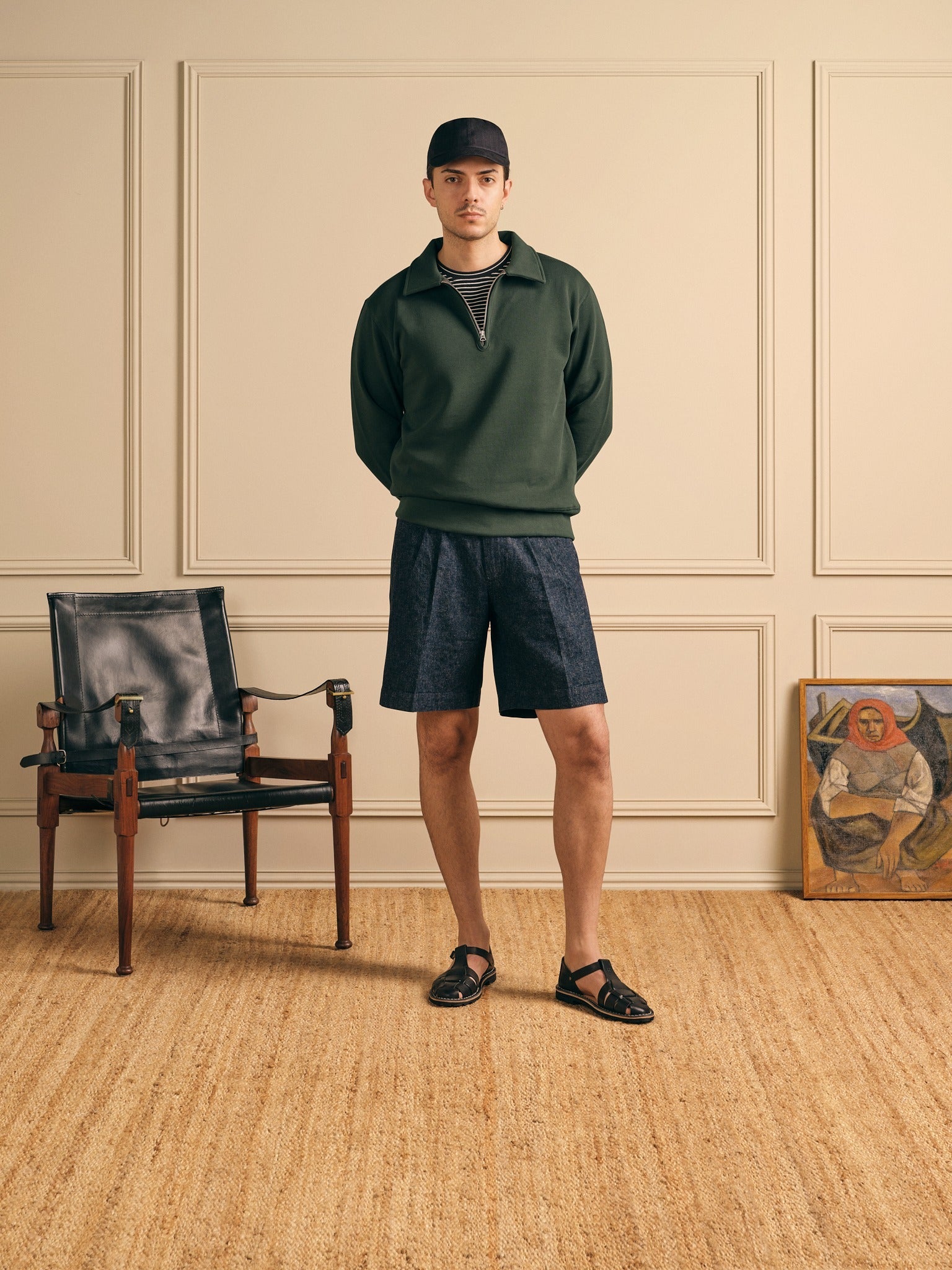 Knickerbocker Canal Pleated Denim Cotton & Linen Short - Indigo Men's Bottoms - Sloane Boutique