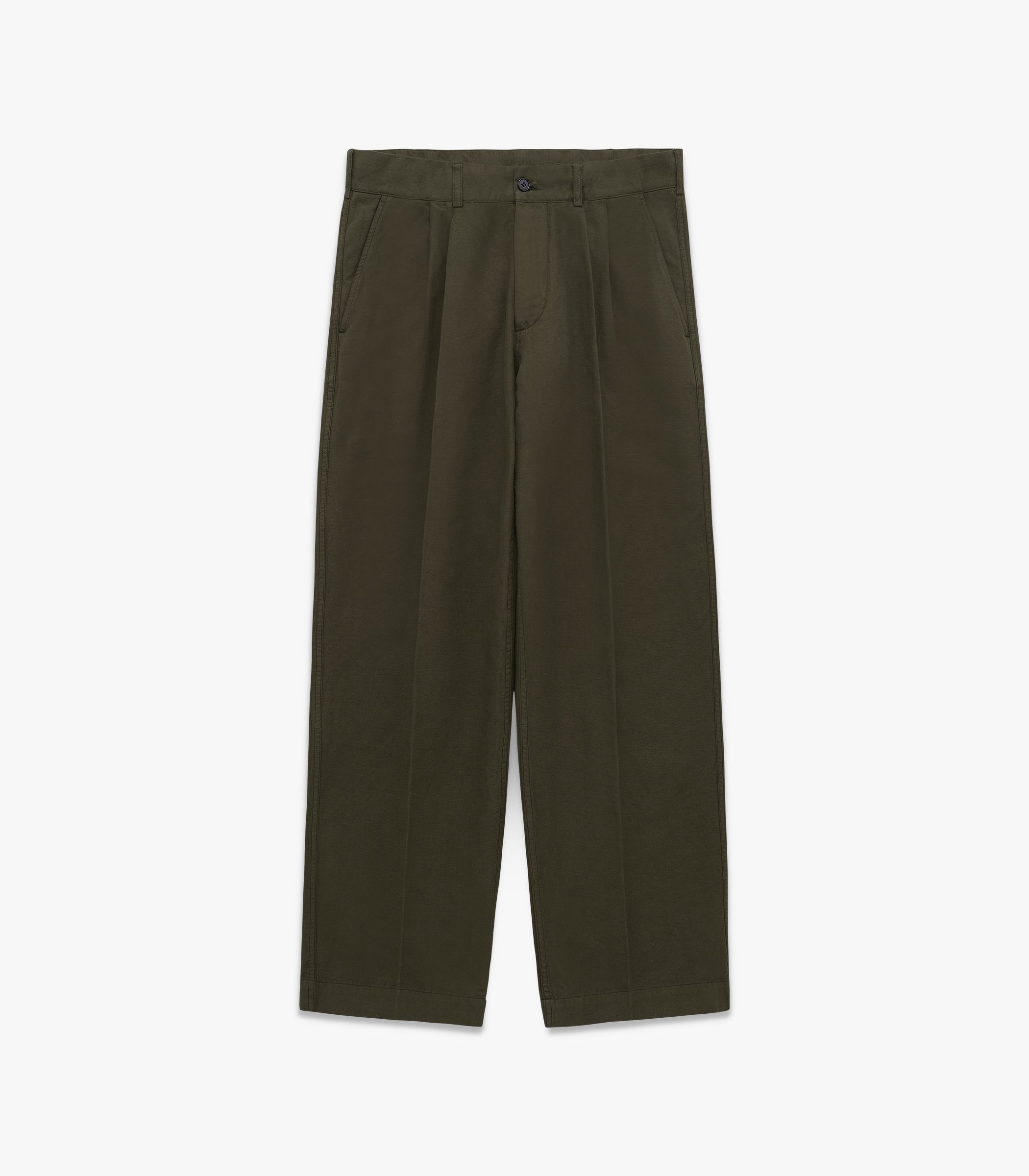 Knickerbocker Canal Pleated Twill Cotton & Linen Pant - Tuscan Olive Men's Bottoms - Sloane Boutique