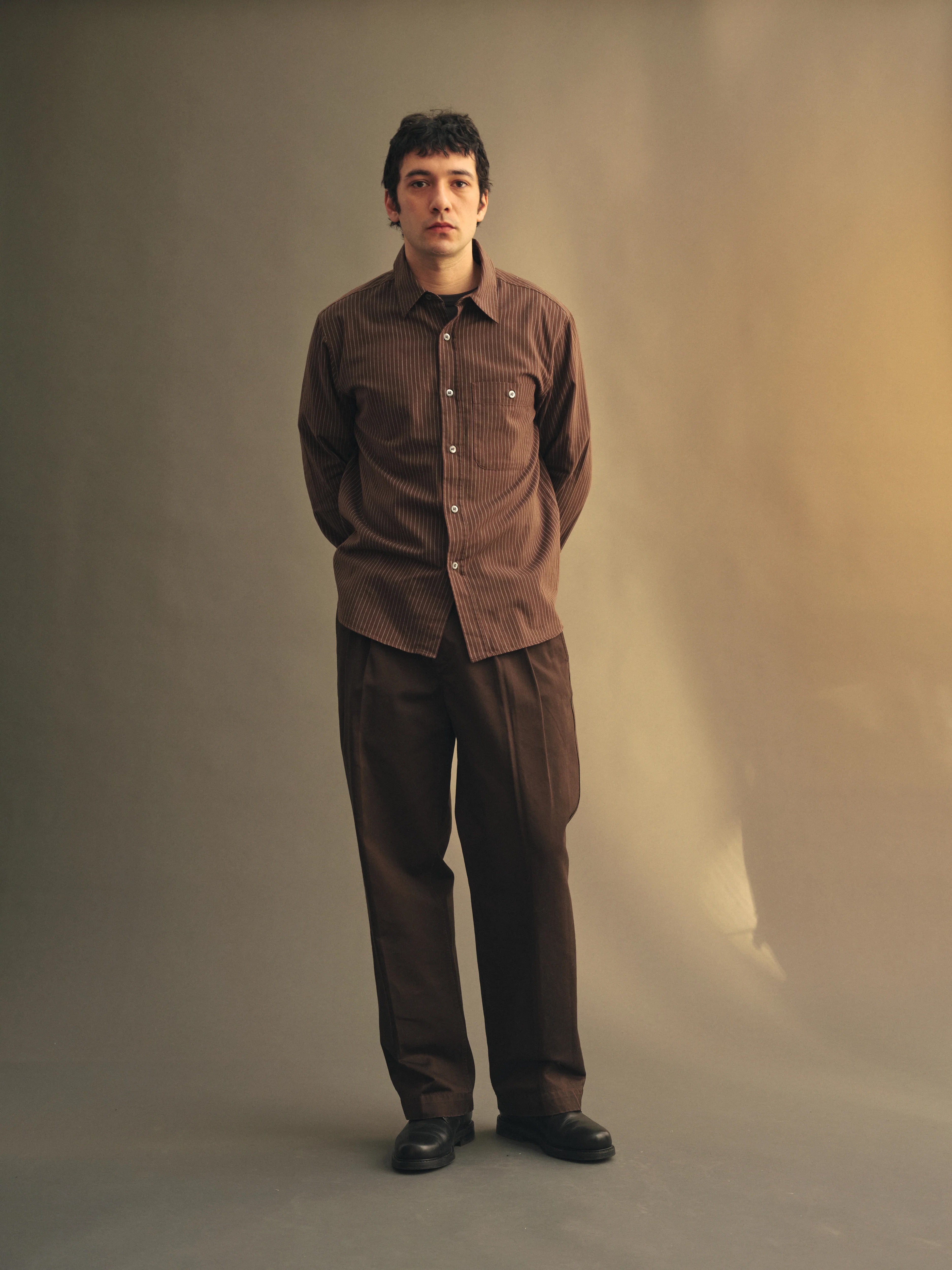 Knickerbocker Jones Cotton Merino Shirt - Brown & Sky Men's Tops - Sloane Boutique