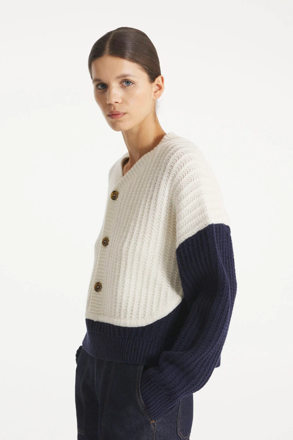 Le Mont St. Michel Suyor-Fancy Ribs Sweater - Navy Women's Tops - Sloane Boutique