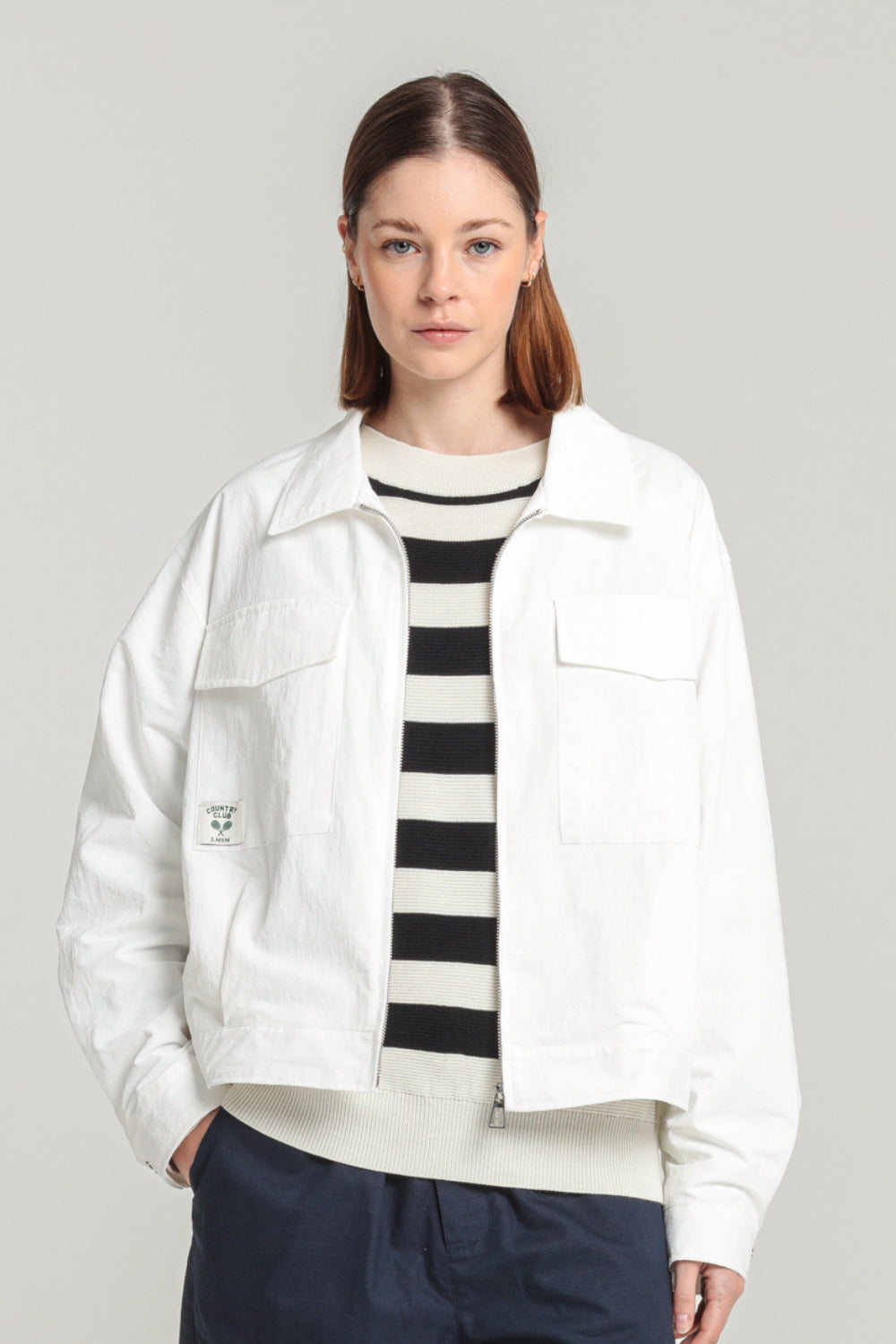 Le Mont St. Michel Vaffeta Jacket- Off White sale outerwear - Sloane Boutique