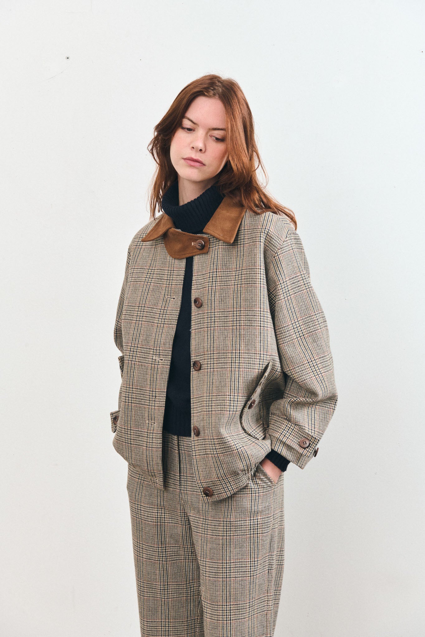 Le Mont St. Michel Voisin Jacket - Brown Check Outerwear - Sloane Boutique