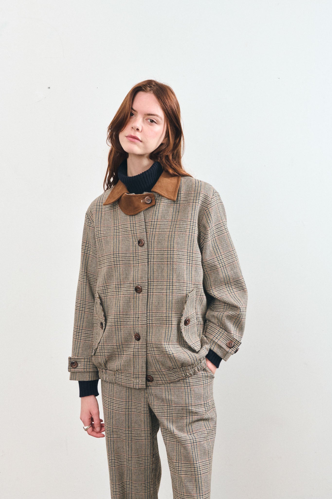 Le Mont St. Michel Voisin Jacket - Brown Check Outerwear - Sloane Boutique