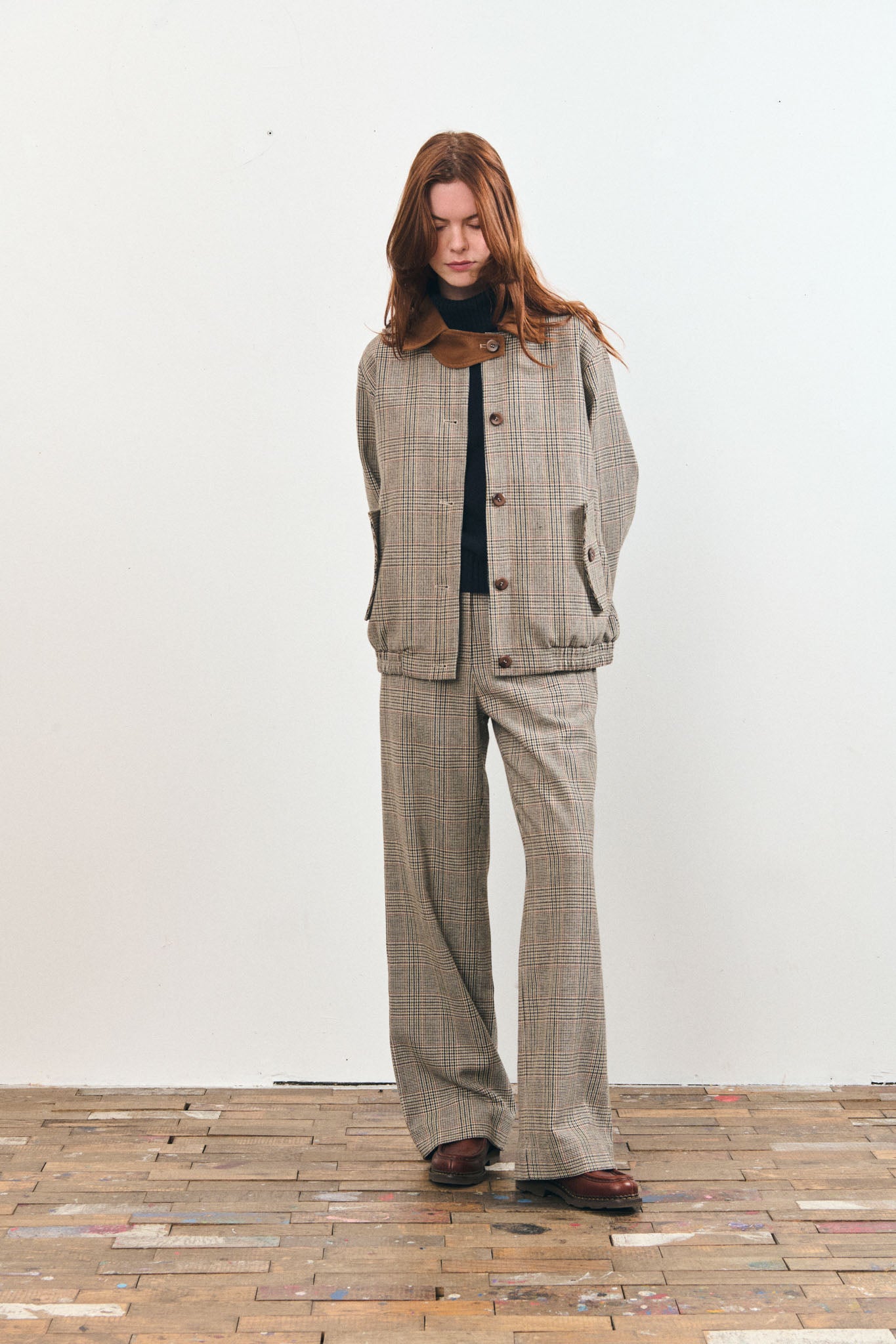 Le Mont St. Michel Voisin Jacket - Brown Check Outerwear - Sloane Boutique