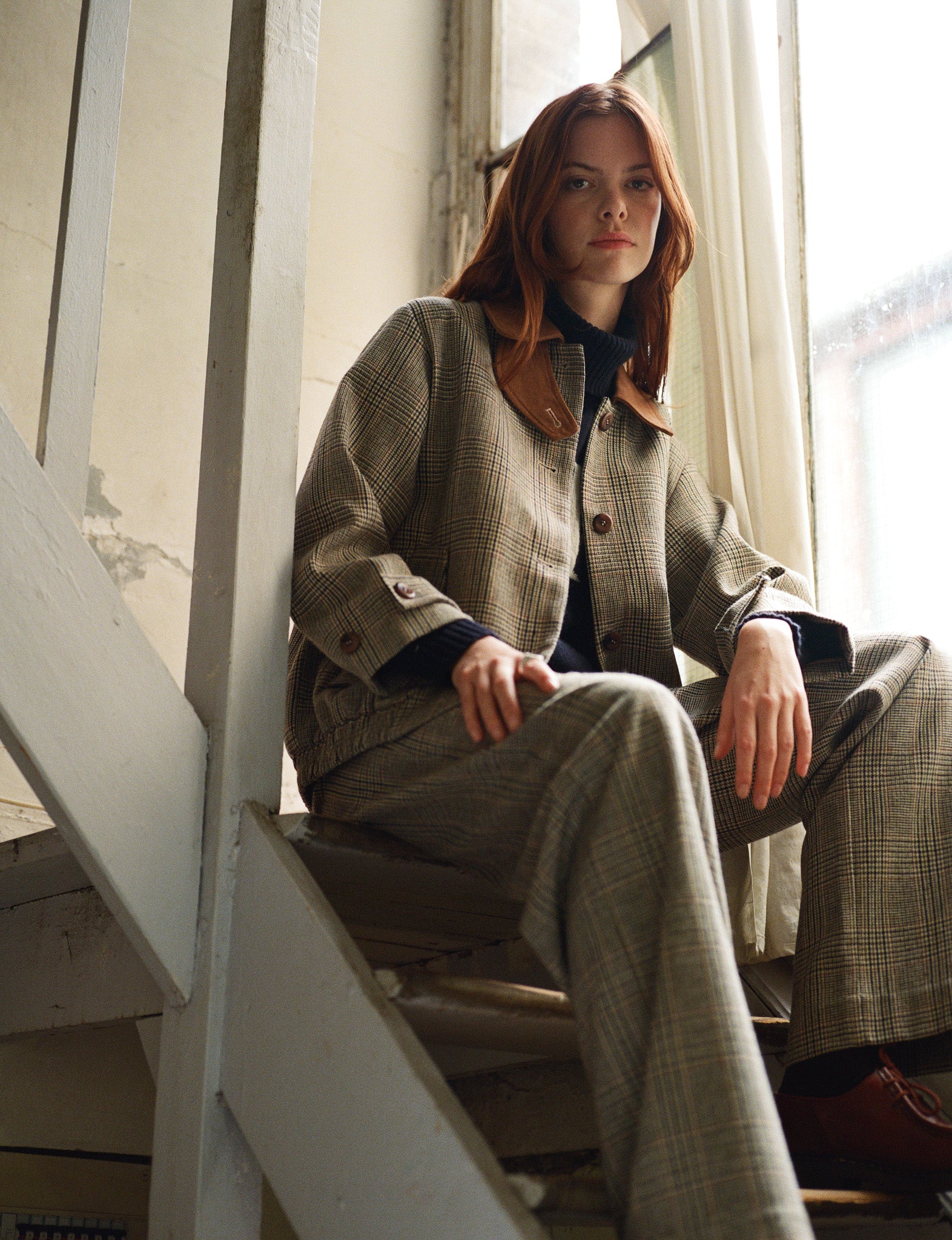 Le Mont St. Michel Voisin Jacket - Brown Check Outerwear - Sloane Boutique